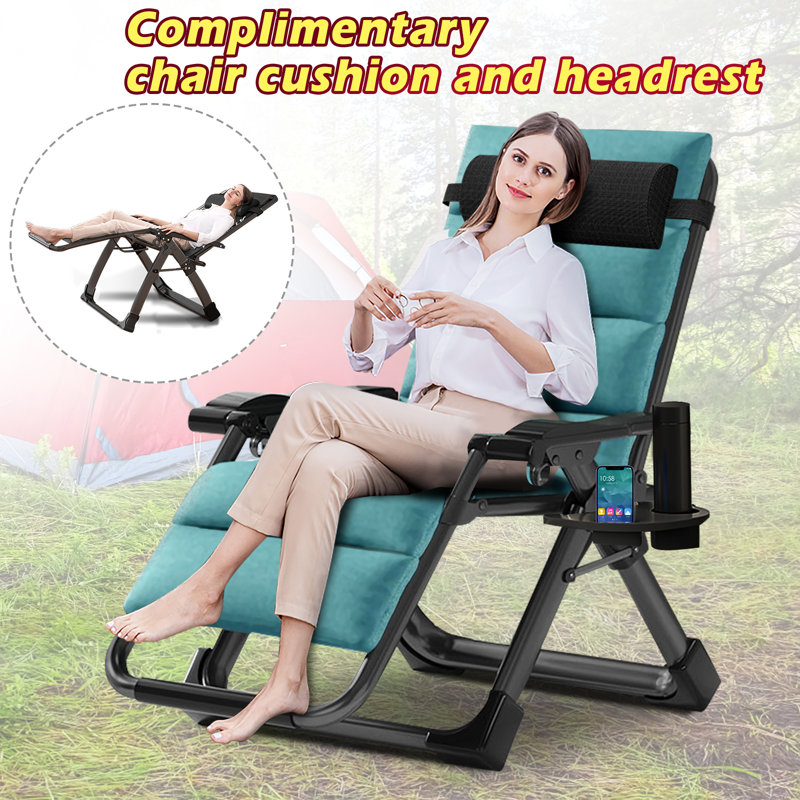 Arlmont & Co. Oversized Padded Zero Gravity Chair Camping Recliner Lawn